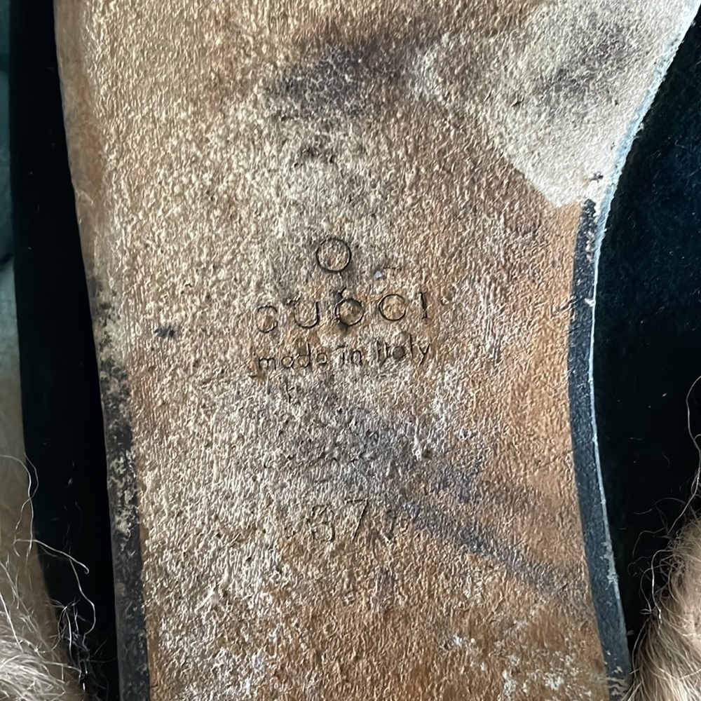 Gucci Princetown Velvet Fur Mules - Picture 14 of 16